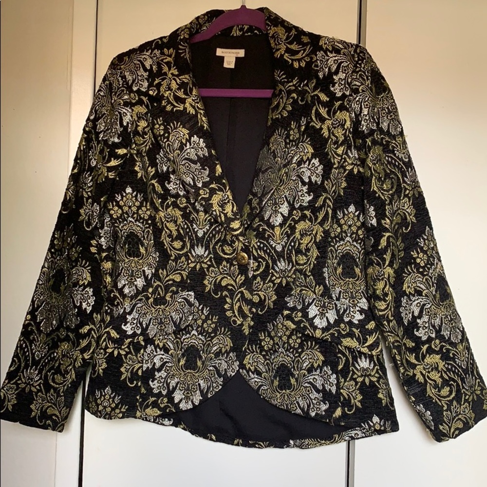 Boston Proper Metallic Thread Jacquard Blazer
